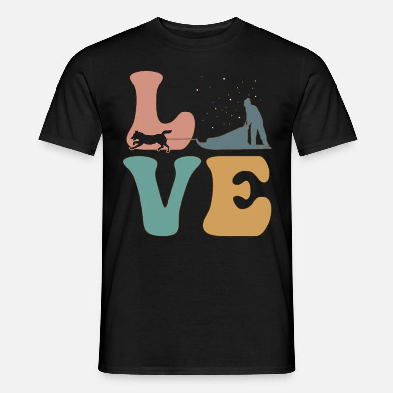 Mushing Schlittenhund Schlittenhundeführer - Männer T-Shirt - Schwarz