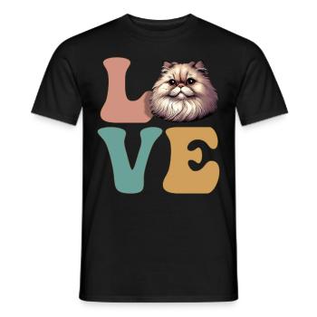 Persian cat - Men's T-Shirt - black - Front - AI Model Male 178 light (178cm)