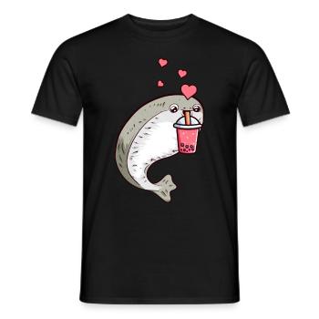 Sacabambaspis Fish Meme Boba Bubble Milk Tea - Men's T-Shirt - black - Front - AI Model Male 178 light (178cm)