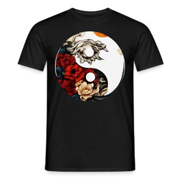 Yin Yang Blume - Männer T-Shirt - Schwarz - Vorne - AI Model Male 178 light (178cm)