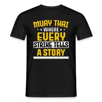 Muay Thai où chaque frappe raconte une histoire - T-shirt homme - noir - Devant - AI Model Male 178 light (178cm)