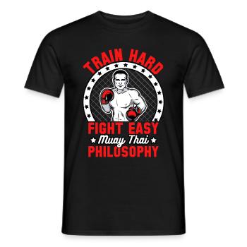 S’entraîner, combattre, facile, philosophie du muay thai - T-shirt homme - noir - Devant - AI Model Male 178 light (178cm)
