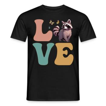 Cute raccoon street cat - Men's T-Shirt - black - Front - AI Model Male 178 light (178cm)