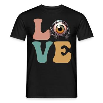 Weirdcore Robot Cyborg Cyber Eyeball Creepy - Men's T-Shirt - black - Front - AI Model Male 178 light (178cm)