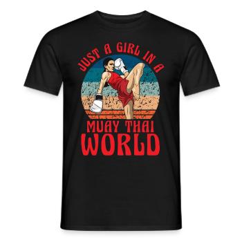 Just a Girl in a Muay Thai World - Men's T-Shirt - black - Front - AI Model Male 178 light (178cm)