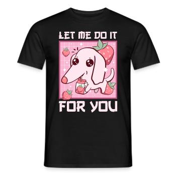 Kawaii Barzoi Dog Meme Lait à la fraise - T-shirt homme - noir - Devant - AI Model Male 178 light (178cm)