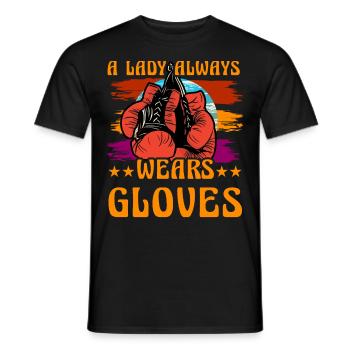 A Lady always wears Gloves - Men's T-Shirt - black - Front - AI Model Male 178 light (178cm)