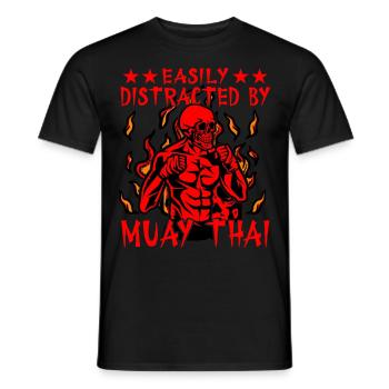 Facilement distrait par le Muay Thai - T-shirt homme - noir - Devant - AI Model Male 178 light (178cm)