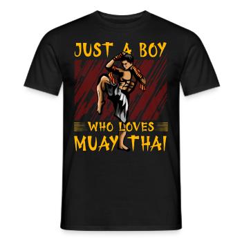 Just a Boy, der Muay Thai liebt - Männer T-Shirt - Schwarz - Vorne - AI Model Male 178 light (178cm)