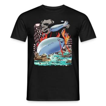 Sacabambaspi Fish Meme Kaiju Japanese Monster - Men's T-Shirt - black - Front - AI Model Male 178 light (178cm)