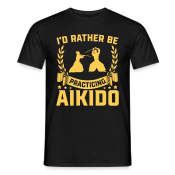 Ich würde lieber Aikido üben - Männer T-Shirt - Schwarz - Vorne - AI Model Male 178 light (178cm)