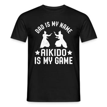 Papa ist mein Name, Aikido ist mein Spiel - Männer T-Shirt - Schwarz - Vorne - AI Model Male 178 light (178cm)