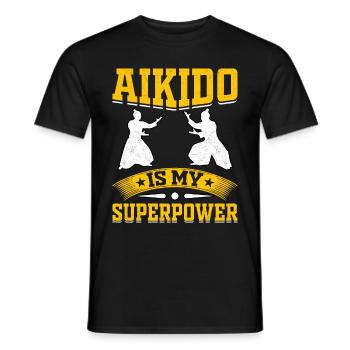 Aikido ist meine Superkraft - Männer T-Shirt - Schwarz - Vorne - AI Model Male 178 light (178cm)