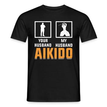 Aikido Ehemann - Männer T-Shirt - Schwarz - Vorne - AI Model Male 178 light (178cm)