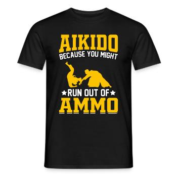 Aikido, weil dir die Munition ausgehen könnte - Männer T-Shirt - Schwarz - Vorne - AI Model Male 178 light (178cm)
