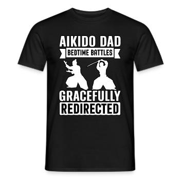 Aikido Papa Schlafenszeitkämpfe anmutig umgeleitet - Männer T-Shirt - Schwarz - Vorne - AI Model Male 178 light (178cm)