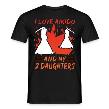 Ich liebe Aikido und meine 2 Töchter - Männer T-Shirt - Schwarz - Vorne - AI Model Male 178 light (178cm)