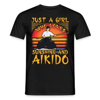 Nur ein Mädchen, das Sonnenschein und Aikido liebt - Männer T-Shirt - Schwarz - Vorne - AI Model Male 178 light (178cm)