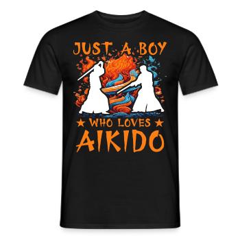 Just a Boy who loves Aikido - Men's T-Shirt - black - Front - AI Model Male 178 light (178cm)