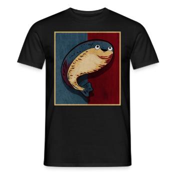Sacabambaspis Fisch Meme Blau Rot Retro - Männer T-Shirt - Schwarz - Vorne - AI Model Male 178 light (178cm)