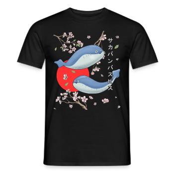 Sacabambaspis Fish Meme Sakura Cherry Blossom - Men's T-Shirt - black - Front - AI Model Male 178 light (178cm)