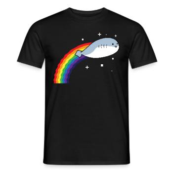 Sacabambaspis Fish Meme Pixel Rainbow - Men's T-Shirt - black - Front - AI Model Male 178 light (178cm)