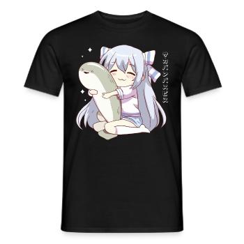Sacabambaspis Fish Meme Japanese Anime Girl - Men's T-Shirt - black - Front - AI Model Male 178 light (178cm)