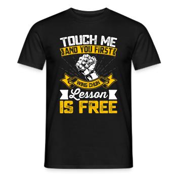 Touch me and your first Wing Chun lesson is free - Men's T-Shirt - black - Front - AI Model Male 178 light (178cm)