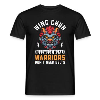 Wing Chun because real Warriors don't need belts - Men's T-Shirt - black - Front - AI Model Male 178 light (178cm)
