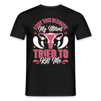 Aide à la convalescence pour la santé des femmes de l’endométriose - T-shirt homme - noir - Devant - AI Model Male 178 light (178cm)