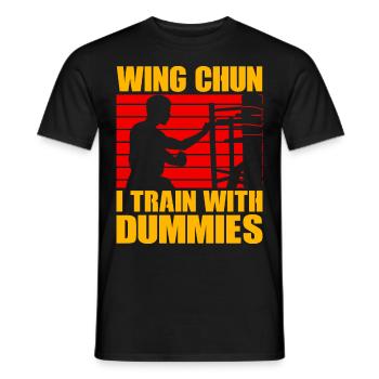 Wing Chun I train with Dummies - Men's T-Shirt - black - Front - AI Model Male 178 light (178cm)