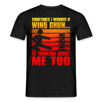 Sometimes I wonder if Wing Chun is thinking about - Men's T-Shirt - black - Front - AI Model Male 178 light (178cm)