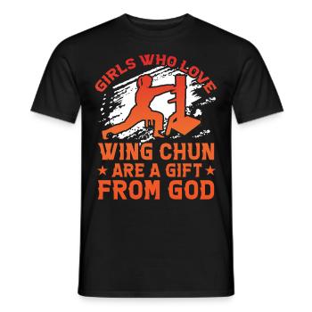Les filles qui aiment le Wing Chun sont un cadeau de Dieu - T-shirt homme - noir - Devant - AI Model Male 178 light (178cm)