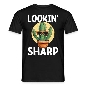 Funny Succulent Cactus - Men's T-Shirt - black - Front - AI Model Male 178 light (178cm)