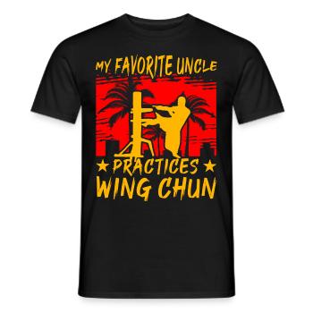 Mein Lieblingsonkel praktiziert Wing Chun - Männer T-Shirt - Schwarz - Vorne - AI Model Male 178 light (178cm)