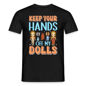 Sammlerpuppe Porzellanpuppe Antike - Männer T-Shirt - Schwarz - Vorne - AI Model Male 178 light (178cm)