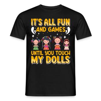 Sammlerpuppe Porzellanpuppe Antike - Männer T-Shirt - Schwarz - Vorne - AI Model Male 178 light (178cm)