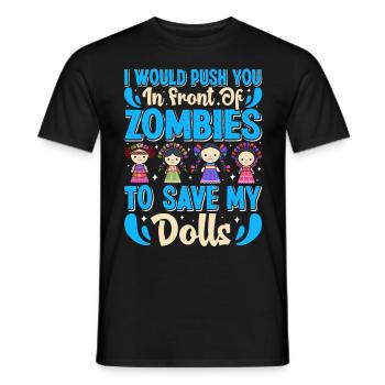Sammlerpuppe Porzellanpuppe Antike - Männer T-Shirt - Schwarz - Vorne - AI Model Male 178 light (178cm)