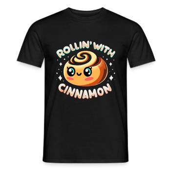 Boulanger brioche à la cannelle - T-shirt homme - noir - Devant - AI Model Male 178 light (178cm)