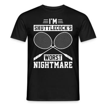Lustiger Badmintonspieler - Männer T-Shirt - Schwarz - Vorne - AI Model Male 178 light (178cm)