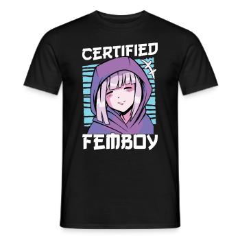 Crossdressing Crossdresser MTF Anime - Männer T-Shirt - Schwarz - Vorne - AI Model Male 178 light (178cm)