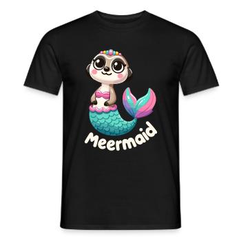 Meerkat Mermaid Fantasy - Men's T-Shirt - black - Front - AI Model Male 178 light (178cm)