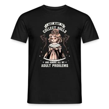 Sammlerpuppe Porzellanpuppe Antike - Männer T-Shirt - Schwarz - Vorne - AI Model Male 178 light (178cm)