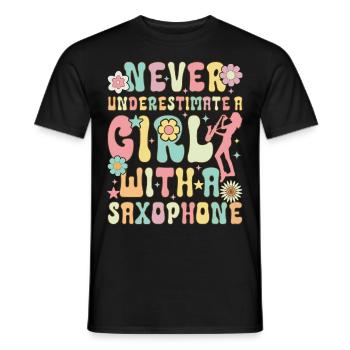 Saxophon Girl Saxophonistin - Männer T-Shirt - Schwarz - Vorne - AI Model Male 178 light (178cm)