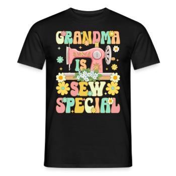 Groovy Sewing Granny Female Sewer - Men's T-Shirt - black - Front - AI Model Male 178 light (178cm)