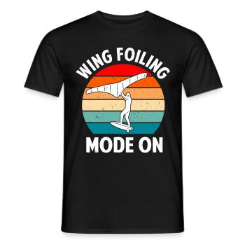Wingsurfing Foil Wing Wing Boarding Wing Foiling - Men's T-Shirt - black - Front - AI Model Male 178 light (178cm)