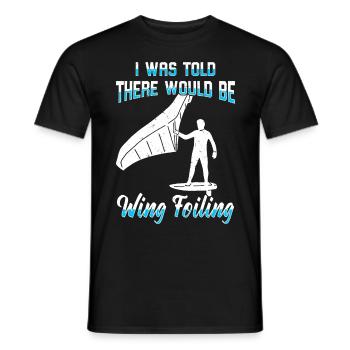 Wingsurfing Foil Wing Wing Boarding Wing Foiling - Men's T-Shirt - black - Front - AI Model Male 178 light (178cm)