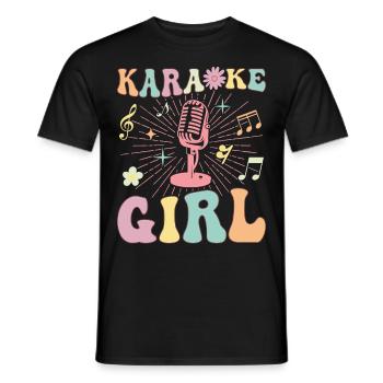 Groovy Female Singer Music Lover - Men's T-Shirt - black - Front - AI Model Male 178 light (178cm)