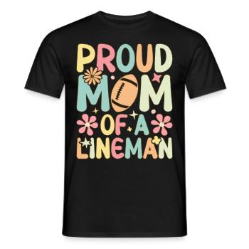 Groovy Football Lineman Mom - Men's T-Shirt - black - Front - AI Model Male 178 light (178cm)