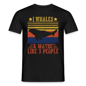 I whales and maybe like 3 People - Men's T-Shirt - black - Front - AI Model Male 178 light (178cm)
